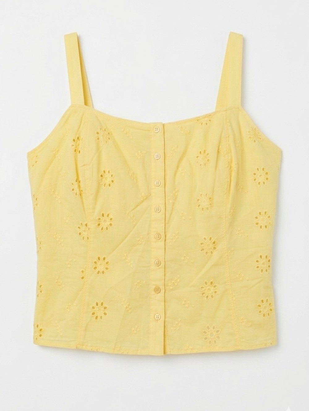 PLUS - ​Torrid Yarrow Yellow Cotton Eyelet Button-Front Cami Top